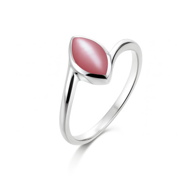 Bague Argent  Nacre Rose forme Navette