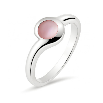 Bague Argent Nacre Rose Ronde 6mm