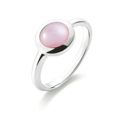 Bague Argent Nacre Rose Ronde 7mm