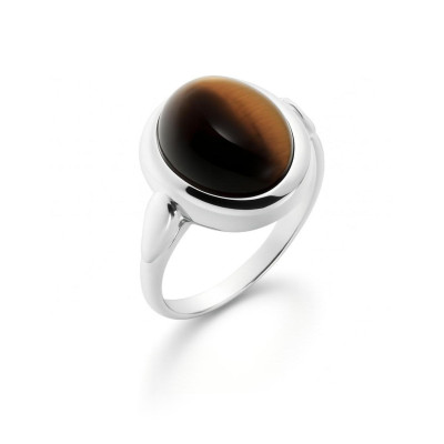 Bague Argent Oeil de Tigre Ovale 12x10mm
