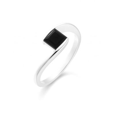 Bague Argent Onyx Carré 5mm