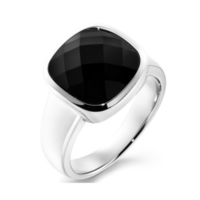 Bague Argent Onyx Coussin 12mm