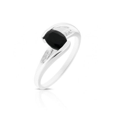 Bague Argent Onyx ovale 7x5mm et Oxyde