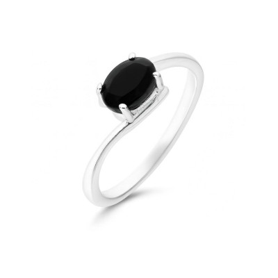 Bague Argent Onyx Ovale 7x5mm