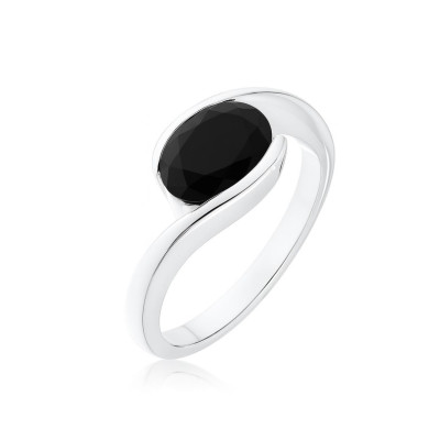 Bague Argent Onyx Ovale 9x7mm