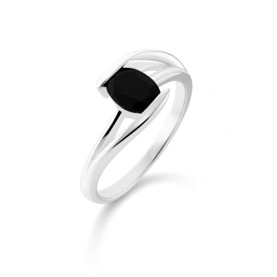 Bague Argent Onyx Ovale 