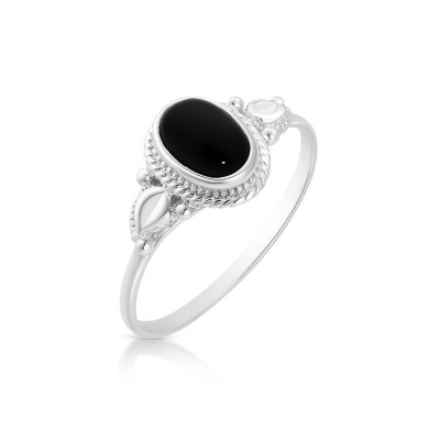 Bague Argent Onyx Pierre ovale 7x5mm