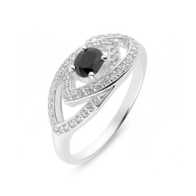 Bague Argent Oxyde de Zirconium Noir  Ovale 5x4mm  et Oxyde