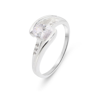 Bague Argent Oxyde de Zirconium Ovale 7x5mm et Oxydes