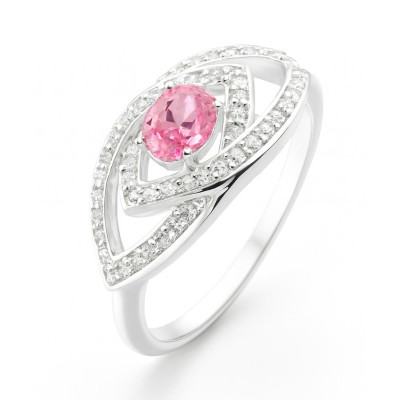 Bague Argent Oxyde de Zirconium Rose et Blanc