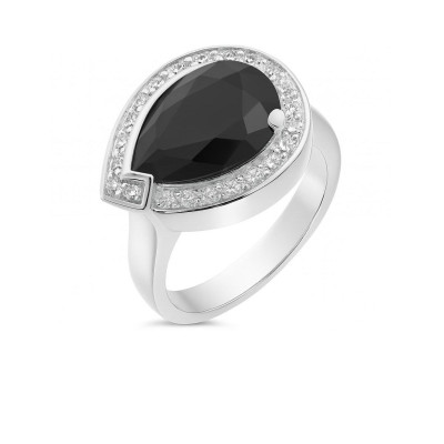 Bague Argent  Oxyde Noir Poire 14x10mm
