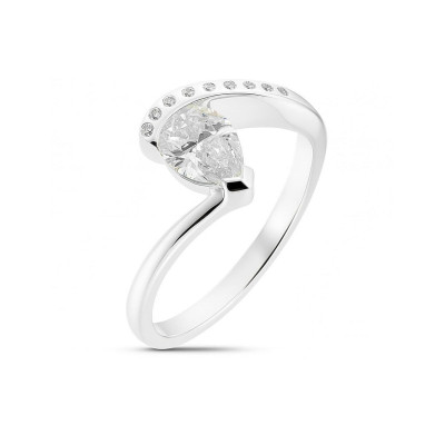 Bague Argent Oxyde Poire 7x5mm et Oxydes