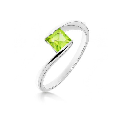 Bague Argent Péridot Carré 5mm