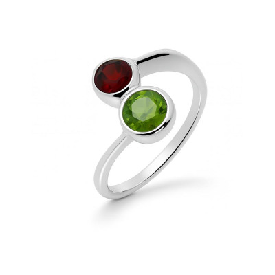 Bague Argent  Péridot et Grenat