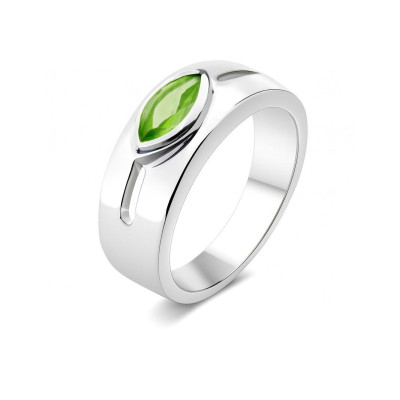 Bague Argent  Péridot Navette 8x5mm