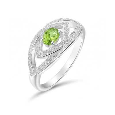 Bague Argent Péridot Ovale 5x4mm  et Oxyde