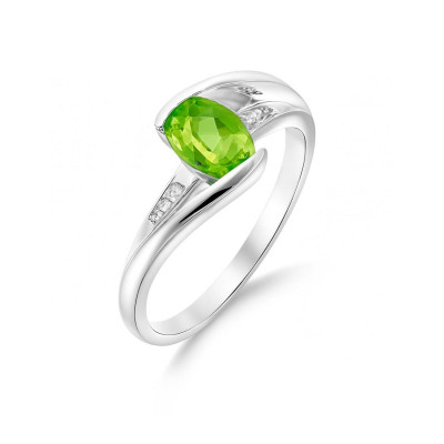Bague Argent Péridot Ovale 7x5mm et Oxyde