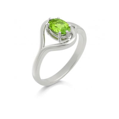 Bague Argent  Péridot Ovale 7x5mm