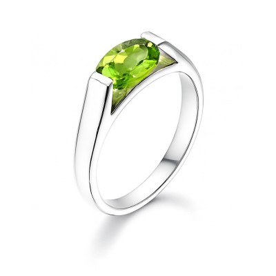 Bague Argent Peridot Ovale 8x6mm