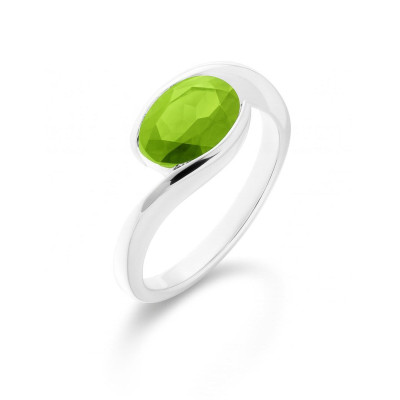 Bague Argent Péridot Ovale  9x7mm 