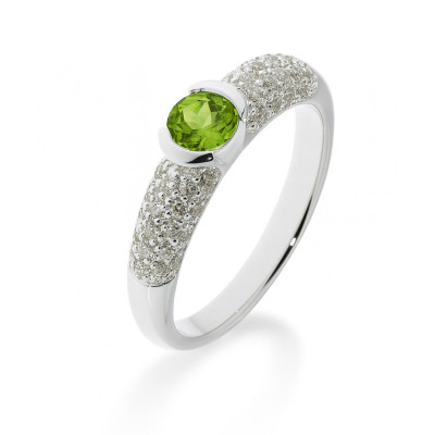 Bague Argent Péridot Rond 5mm et Oxyde