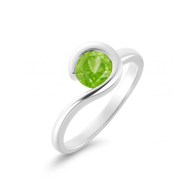 Bague Argent Péridot Rond 7mm