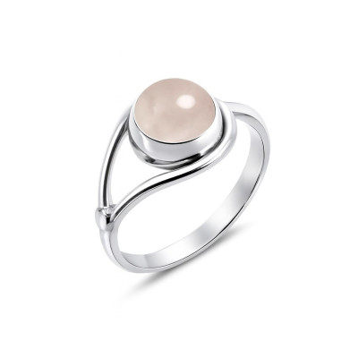 Bague Argent  Quartz Rose 8mm