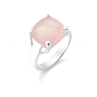 Bague Argent  Quartz Rose Coussin 12mm