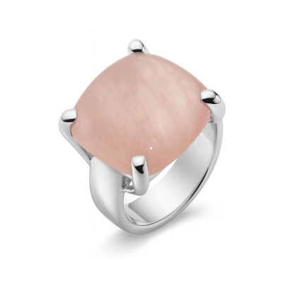 Bague Argent  Quartz Rose Coussin 16mm