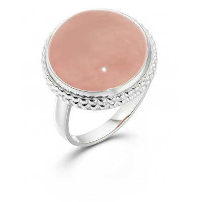 Bague Argent Quartz Rose Rond 15mm