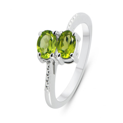 Bague Argent Rhodié 2 Périots ovales de 6x4mm