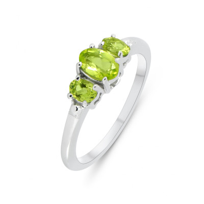 Bague Argent Rhodié 3 Péridots