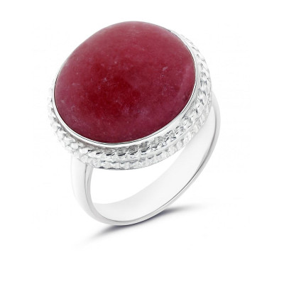 Bague Argent Rhodonite Ronde 15mm