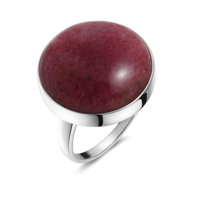 Bague Argent Rhodonite Ronde 20mm