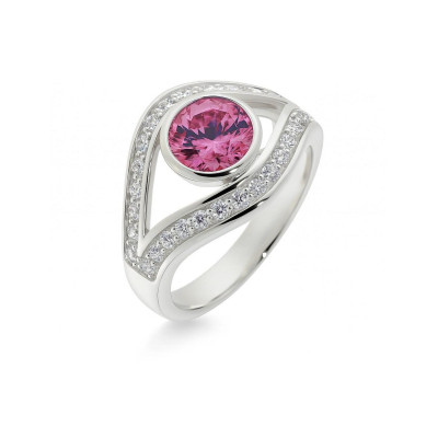 Bague Argent  Rose Rond 8mm