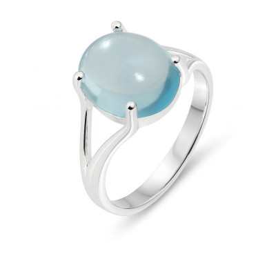 Bague Argent Topaze Bleue Cabochon Ovale 12x10