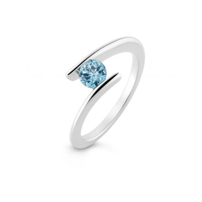 Bague Argent Topaze Bleue Ronde 5mm