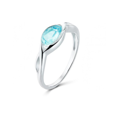 Bague Argent Topaze Bleue Traitée Ovale 7x5mm
