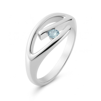 Bague Argent Topaze bleue traitée Ronde 3.5mm