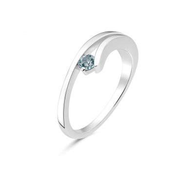Bague Argent Topaze Bleue traitée Ronde 3mm