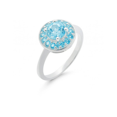 Bague Argent Topaze Bleue Traitée 