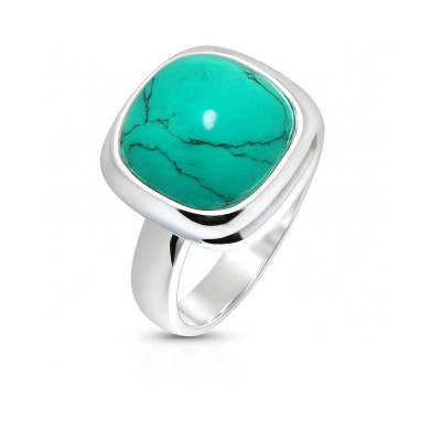 Bague Argent Turquoise reconstituée   Coussin 12mm