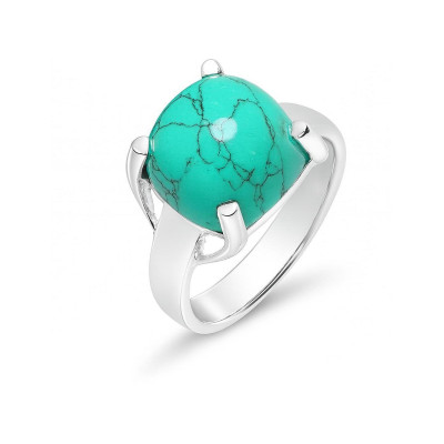 Bague Argent  Turquoise reconstituée  Coussin 12x12mm