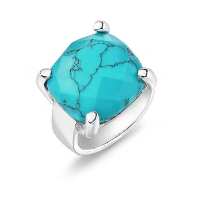 Bague Argent  Turquoise reconstituée   Coussin 16mm