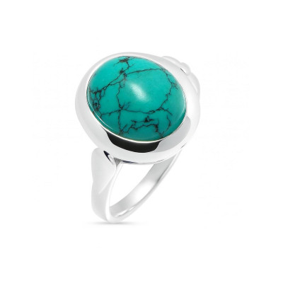Bague Argent Turquoise reconstituée   Ovale 12x10mm