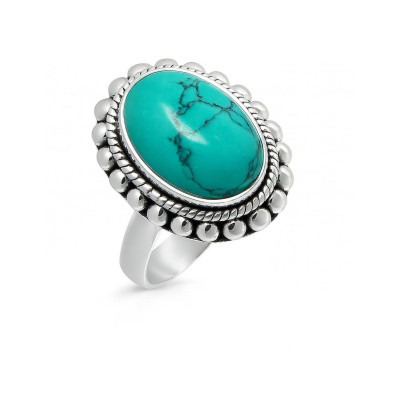 Bague Argent Turquoise reconstituée   Ovale 14x10mm