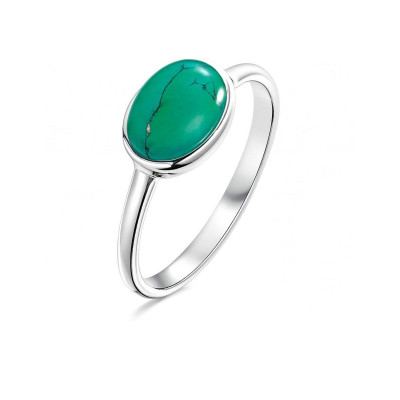 Bague Argent Turquoise reconstituée   Ovale 9x7mm
