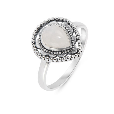Bague Bohème Argent 925 Labradorite Poire 8x6mm