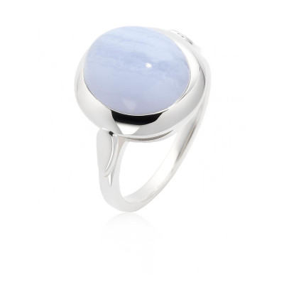 Bague Calcédoine bleue Ovale 12x10mm Argent
