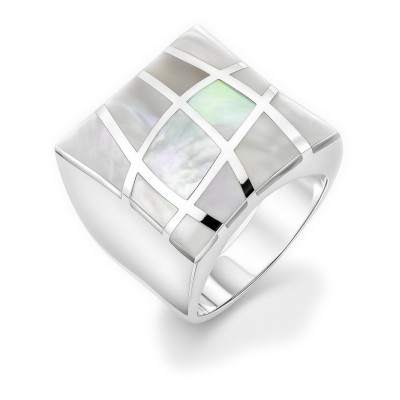 Bague Carrée Nacre en Argent 925